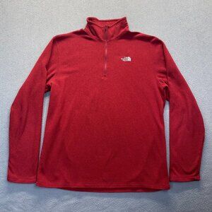 The North Face Fleece Red 1/4 Zip Mid Layer Hiking Walking Mens Sweater ,Size L